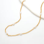 MTMY Beaded Necklaces for Women 14K Gold Plated Dainty Colorful Green/Rose Beaded Pearl Choker Necklace Delicate Boho Choker Necklace Jewelry Gift - style: Oval pearl