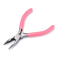 1Pc 45# Carbon Steel Chain Nose Jewelry Plier Wire Cutter Polishing Plier with Pink Handle for DIY Jewelry Craft Making Repair 11.5x9x0.9cm