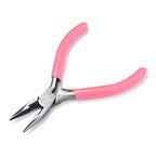 1Pc 45# Carbon Steel Chain Nose Jewelry Plier Wire Cutter Polishing Plier with Pink Handle for DIY Jewelry Craft Making Repair 11.5x9x0.9cm