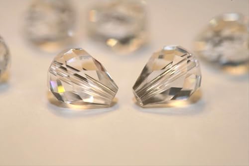 24pcs Adabele Austrian 8mm Faceted Teardrop Loose Crystal Beads Crystal Clear Compatible with 5500 Swarovski Crystals Preciosa SST-801 - color: Crystal Clear, size: 8mm x 6mm - 24pcs