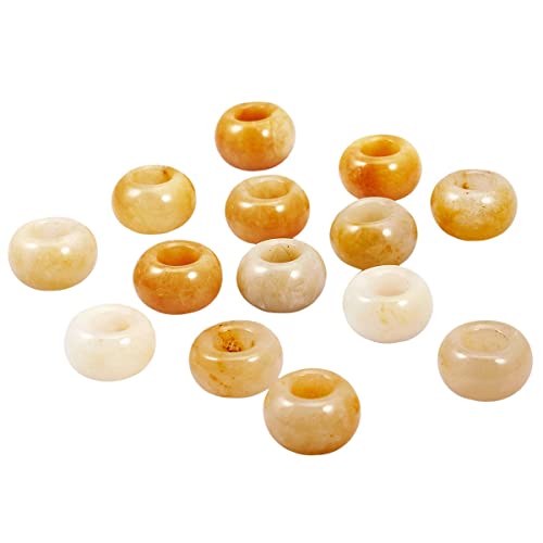SUNYIK Yellow Jade Large Hole (6mm) Rondelle Loose Charms European Bead fits Bracelet,Jewelry Makings Pack of 20 - color: Yellow-Yellow Jade, size: 14x8mm