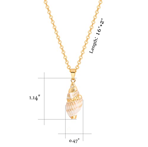 Natural Seashell Shell Scallop Pendant Choker Necklace Adjustable 18K Gold Plated Cable Chain Handmade Jewelry for Women Girls - style: Conch