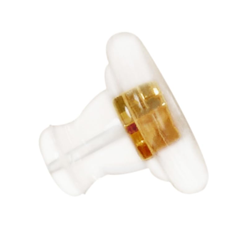 20pcs 18K Gold Silicone Earring Backs Replacements, Locking Secure Earring Backs for Studs/Droopy Ears, No-Irritate Hypoallergenice Soft Clear Earring Stopper Accessories for Adults (Gold) - color: Gold