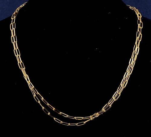 Gold Paperclip Chain Necklace for Women 10pcs 18inch 3X9mm Gold Chains for jewelry Making Stainless Steel Filled 18K Gold Plated Chains Bulk Adjustable Link Chains - size: 24inch 10pcs
