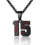 AIAINAGI Baseball Number Necklace - Stainless Steel Chain Pendant for Men Athletes 00-99 Jersey Number Gift - color: Black, style: 15