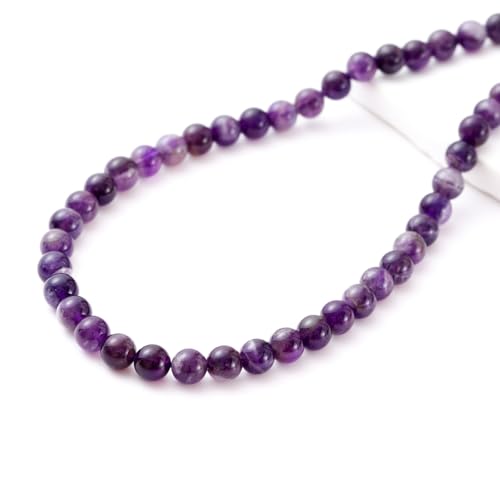 6mm 60pcs DIY Natural Amethyst Stone Beads Round Healing Crystal Gemstone Loose Beads for Jewelry Making Handmade Bracelet Necklace - color: Amethyst, size: 6mm