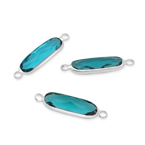 5pcs Adabele Grade A December Blue Zircon Birthstone Connector Link 21mm Rectangle Bar Sterling Silver Plated Crystal Rhinestone Bead for DIY Craft Jewelry Making CCP9-S12 - color: December/Blue Zircon - Silver Plated, size: 21mm (0.83") - 5pcs