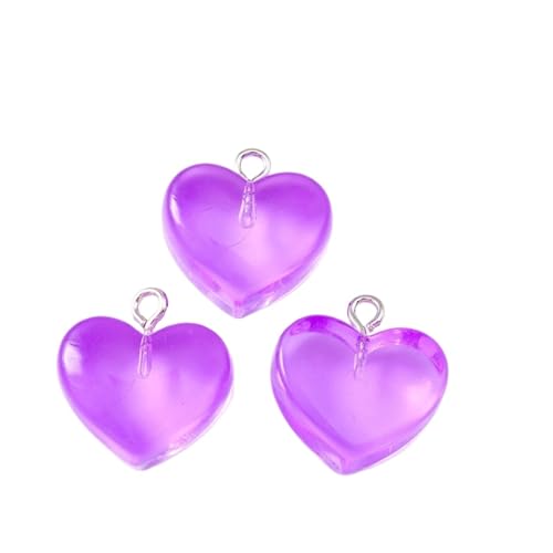 Beaded Jewelry 20pcs Pastel Resin Heart Pendant Jewellery Making Accessories Suitable for Earrings and Necklaces DIY Craft Materials(Purple Color) - color: Purple Color