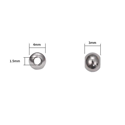 BEADIA Stainless Steel Spacer Beads 4x3mm Round Loose Charm Caps Beads for DIY Jewelry Making 100pcs with 1.5mm Hole - color: 4x3mm 1.5mm