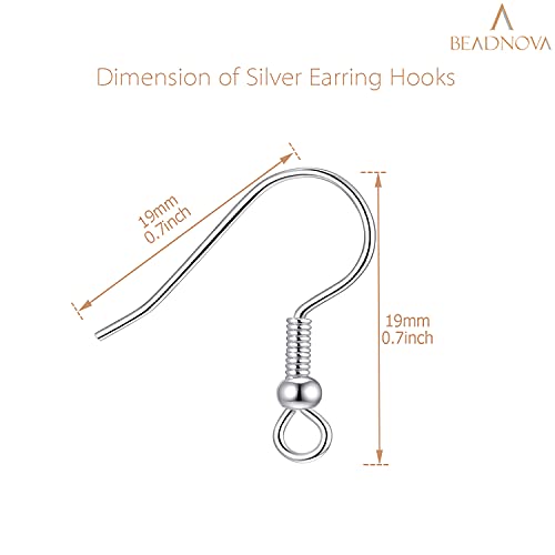 BEADNOVA Fish Hook Earring Hooks 150pcs Earring Findings with Backs for Ear Wire Supplies Ear Post Making DIY (150pcs Silver Earrwires and 150 pcs Backs, Total 300pcs) - color: Silver, size: 150pcs