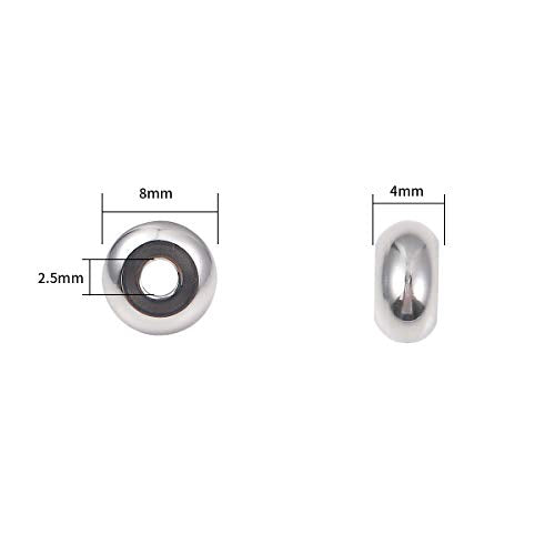 BEADIA Stainless Steel Spacer Beads 8x4mm Rondelle Loose Charm Caps Beads for DIY Jewelry Making 50pcs with 2.5mm Hole - color: 8x4mm 2.5mm