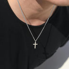 Joxevyia Cross Necklace for 14K Gold Filled Stainless Steel Small Cross Pendant with Cuban Chain Necklace Simple Faith Jewelry Christmas Gift for Men Women 16-24 Inches - size: 22 inches, style: silver cross necklace 0.8"*0.4"
