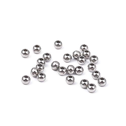BEADIA Stainless Steel Spacer Beads 3x2.5mm Round Loose Charm Caps Beads for DIY Jewelry Making 100pcs with 1mm Hole - color: 3x2.5mm 1mm