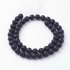 45Pcs Natural Black Agate Bead 8mm Round Natural Gemstone Beads Frosted Spacer Loose Bead for DIY Craft Bracelet Necklace Earrings Jewelry Making Supplies - color: Natural Black Agate-Frosted