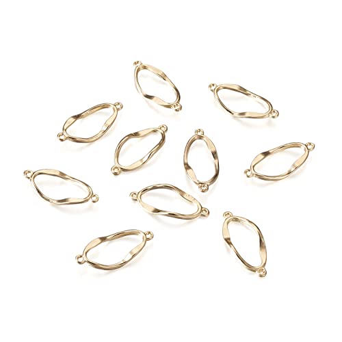 FASHEWELRY Golden Bow Connector Charms Bulk, Christmas Bowknot Link Charms, Infinity Links Geometric Hollow Bezel Pendants for Earring Bracelet Necklace Keychains Jewelry Making - color: Light Gold-Oval