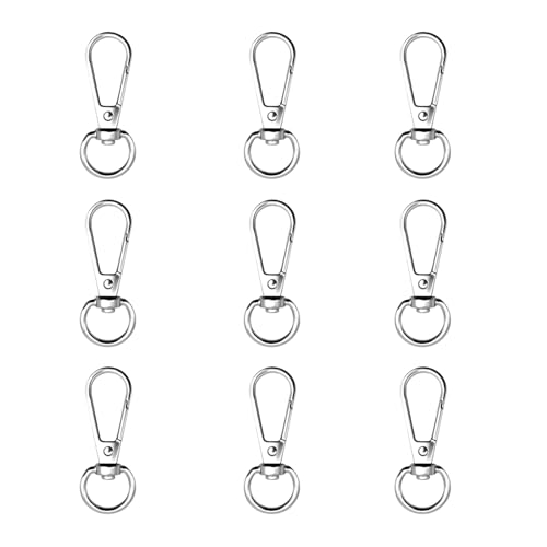 12pcs Swivel Push Gate Snap Hooks Clasps for DIY Crafts Keychain Clip Purse Handbag Making Accessories (Silver,Medium(38mm)) - color: Silver, size: Medium(38mm)