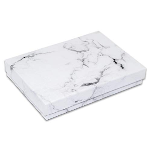 TheDisplayGuys - 25-Pack #53 Cotton Filled Cardboard Paper Jewelry Boxes Gift Case - Marble White (5.4" x 3.9" x 1.0") - for Shipping or Storage - size: 1 Count (Pack of 25), style: 5.4" x 3.9" x 1.0" (#53)
