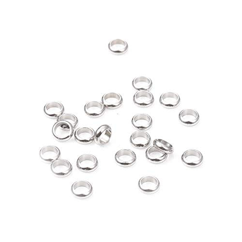 BEADIA Stainless Steel Spacer Beads 6x2mm Rondelle Loose Charm Caps Beads for DIY Jewelry Making 100pcs with 4mm Hole - color: 6x2mm 4mm