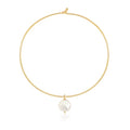 Aobei Pearl 18K Gold Plated Cuff Choker Necklace for Women Chunky Wire Chain Collar Jewelry - style: Round Wire Coin Pearl