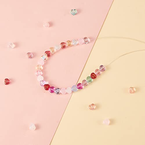 UR URLIFEHALL 100 Pcs Transparent Spray Painted Glass Beads Mixed Style Heart Spacer Beads for Jewelry Making DIY Crafts Accessories - color: 100pcs-6x6x4mm-mixed color heart glass beads