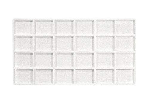 888 Display USA - 3 Piece White 24 Slot Coin Jewelry Showcase Display Tray Flocked Inserts - color: White