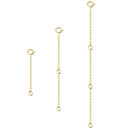 Gold Necklace Extenders,14K Gold Chain Extenders with Round Clasp, Durable Plated Solid Brass Necklace Bracelet Anklet Extension Chains(2 4 6 Inches, 3PCS) - color: B-Gold, size: 2,4,6inch