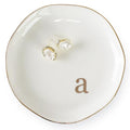 HOME SMILE Initials Ring Dish Jewery Tray with Personalized A-Monogrammed Engagement Wedding Gifts for Friends,Sister,Birthday Christmas Gifts for Women,Ceramic White - style: a