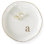 HOME SMILE Initials Ring Dish Jewery Tray with Personalized A-Monogrammed Engagement Wedding Gifts for Friends,Sister,Birthday Christmas Gifts for Women,Ceramic White - style: a