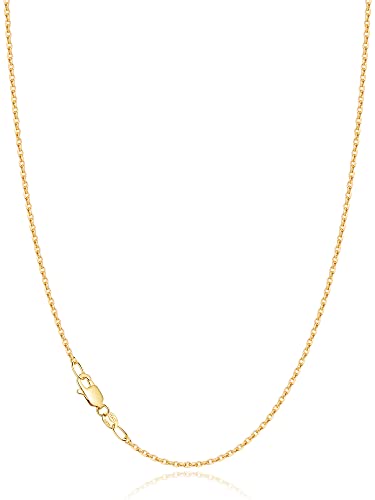 Jewlpire 18k Gold Plated 925 Sterling Silver Chain Necklace for Women, 1.2mm Cable Chain Necklace Thin & Dainty & Sturdy Women's Chain Necklaces 14/16/17/18/20/22/24 Inch - color: 18K Gold Plated, size: 22 Inch