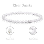 Natural Faceted Crystal Bracelet for Women,4mm Gemstone Round Beads Bracelets Adjustable Stretchy Healing Crystal Beads Bracelets Dainty Jewelry Gift - color: Clear Quartz