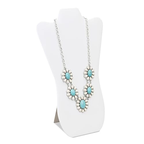 MOOCA White Faux Leather MDF Wood Jewelry and Necklace Easel Display Stand, Set of 12 - color: White Faux Leather, 12 pcs