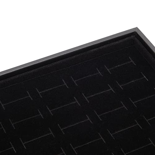 Juvale Ring Display Tray - Velvet Protection & Jewelry Display - Removable Pad & Earring Storage - Stackable Jewelry Trays & Glasses Holder for Nightstand - Pack of 2, 13.8 x 9.5 x 1.3 in, Black
