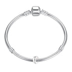 Clip Stopper Charms Sterling Silver Rondelle Spacer Bead for Bracelets (Silver) - color: Silver