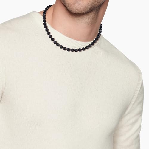 GAVU Hand-knotted Men's Beaded Necklace, Crystal Necklace for Men - color: Matte Onyx, size: 20"