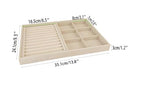 Large Beige Premium Quality Velvet Jewelry Display Box Tray Stackable Practical Trade Show Home Store 6 Grid and Ring - color: 6 Grid Rings
