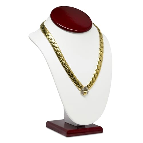 Novel Box Cherrywood/White Stand Jewelry Necklace Display 6.5x4x10 Inches - Freestanding Travel Necklace Holder Stand - Necklace Mannequin Organizer Stands - Necklace Displays Medium - color: Rosewood/White, size: Medium