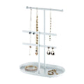 Saydear Elegant Jewelry holder Organizer 2-Tier Display Storage Stand for Earrings Necklaces with Ring Tray Spacious and Durable, Easy to Assemble White - color: White