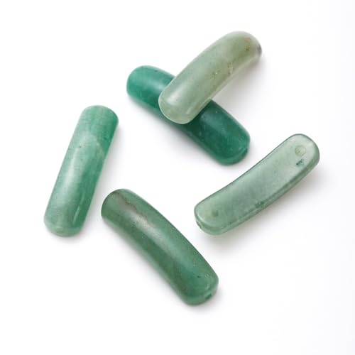 5PCS Natural Green Aventurine Stone Rectangle Curved Beads Gemstone Pendants Connectors for DIY Bracelet Neclace Jewelry Making - color: Green Aventurine