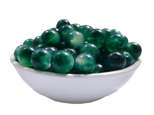 Stone Beads 6mm 140pcs Green Flower Jade Beads Round Loose Gemstones Beads for Bracelet Necklace Jewelry Making (6mm, 60626 Green Flower Jade) - color: Green Flower Jade Beads, size: 6mm