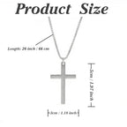 Cross Necklace for Men Silver Premium Alloy Solid Color Cross Pendant Necklace for Men Women Teens - color: Silver-Stainless Steel-26inch
