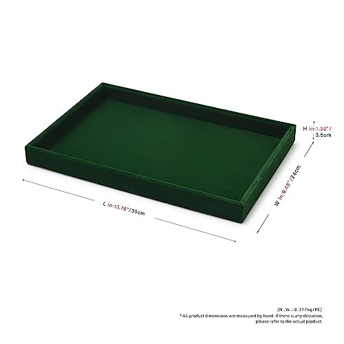 Green Velvet Jewelry Trays Stackable Jewelry Drawer Organizer Tray for Necklace Bracelets Rings Storage Display - size: 1 Grid