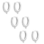 6Pcs Zirconia Hoops for Earrings Making, 925 Sterling Silver Ear Hooks Round Small Zirconia Huggie Hoop with Loop, Silver Leverback Hoops Dangle Earring Making Gold Jewelry Findings Supplies Set - color: 6PCS_SilverB