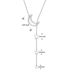 Long Necklace Sterling Silver Larait Bar Y Lariat Long Chain Drop Adjustable Necklace Gift for Her, 30" - style: Long Moon Star Necklace