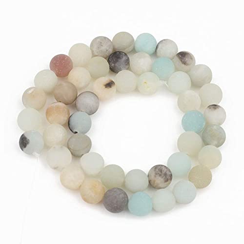 60pcs Natural Matte Amazonite Gemstone Beads，6mm Frosted Round Loose Stone Beads for Jewelry Making Earring Bracelet Necklace DIY Crafts - color: Amazonite, size: 6mm