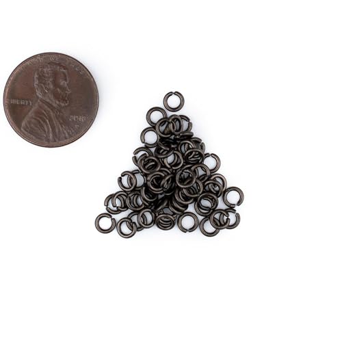 The Bead Chest Black 4mm Round Open Jump Rings, Pack of 100 - color: Black, size: 4mm