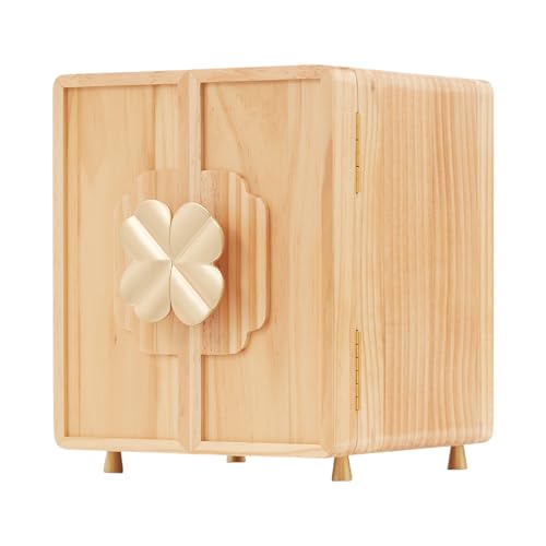 Jewelry Box for Women Girls, Wooden Jewelry Box Organizer Functional With Drawers, 5 Layers Jewelry Organizer for Earring, Ring, Necklace, Bracelets - color: Plain Wood 4 Leaf Clover