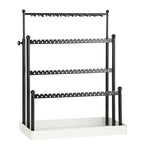 Tirzah 3-Tier Adjustable Earring Necklace Holder Organizer Stand, Black Jewelry Display Tree with 105 Slots, 10 Double-Sided Hooks, White Tray for Women, Girls - color: White & Black, for Necklace Earring