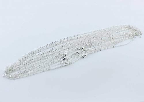 Wholesale 12 PCS Silver Plated Solid Brass Flat Cable Chains Bulk for Jewelry Making (18 Inch(1.5MM)) - color: Silver, size: 18 inch-0.059 inch