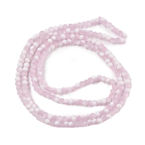 KISSITTY 50pcs Matte Beads Gradient Color Glass Frosted Crystal 4mm Rondelle Pink Bead Center Drilled Loose Craft Beads for Jewelry Making Earring Bracelet Necklace DIY Crafts - color: Pink