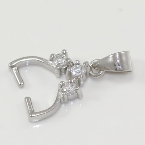 5pcs Adabele Authentic 925 Sterling Silver 19mm Pendant Clasp Pinch Bail Clip Cubic Zirconia CZ Tarnish Resistant for DIY Craft Jewelry Making SS42-3 - size: 19mm Pinch Bail with CZ